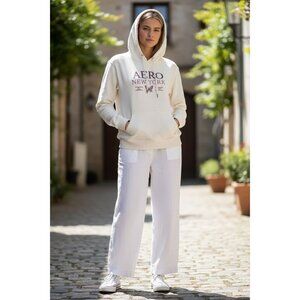 Aeropostale Aero New York Butterfly Y2K Hoodie Sweatshirt Womens XL Ivory